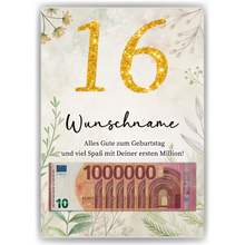 Laden Sie das Bild in den Galerie-Viewer, Personalisiertes Geldgeschenk zum 16. Geburtstag Männer Frauen Geburtstagsgeschenk Geld Geschenkidee personalisierbar