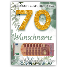 Laden Sie das Bild in den Galerie-Viewer, Personalisiertes Geldgeschenk zum 70. Geburtstag Männer Frauen Geburtstagsgeschenk Geld Geschenk personalisierbar