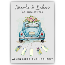 Laden Sie das Bild in den Galerie-Viewer, Hochzeitsauto Geldgeschenk Personalisiert Hochzeitsgeschenk personalisierbar Brautpaar