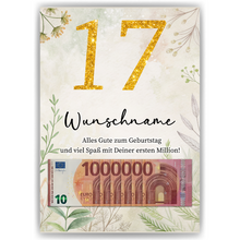 Laden Sie das Bild in den Galerie-Viewer, Personalisiertes Geldgeschenk zum 17. Geburtstag Männer Frauen Geburtstagsgeschenk Geld Geschenkidee personalisierbar