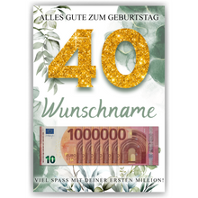 Laden Sie das Bild in den Galerie-Viewer, Personalisiertes Geldgeschenk zum 40. Geburtstag Männer Frauen Geburtstagsgeschenk Geld Geschenk personalisierbar