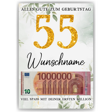 Laden Sie das Bild in den Galerie-Viewer, Personalisiertes Geldgeschenk zum 55. Geburtstag Frauen Männer Geburtstagsgeschenk Geld Geschenkidee personalisierbar