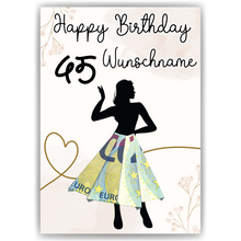 Laden Sie das Bild in den Galerie-Viewer, Geldgeschenk zum 45. Geburtstag Personalisiert Frauen Geburtstagsgeschenk Freundin Geld Geschenkidee