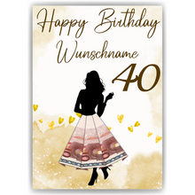 Laden Sie das Bild in den Galerie-Viewer, Geldgeschenk zum 40. Geburtstag Personalisiert Frauen Geburtstagsgeschenk Freundin Geld Geschenkidee