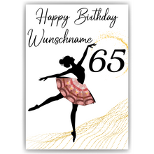 Laden Sie das Bild in den Galerie-Viewer, 65. Geburtstag Geldgeschenk Personalisiert Frauen Freundin Geld Ballerina Geburtstagskarte Ballett