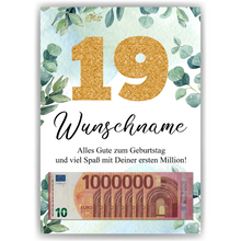 Laden Sie das Bild in den Galerie-Viewer, Personalisiertes Geldgeschenk zum 19. Geburtstag Männer Frauen Geburtstagsgeschenk Geld Geschenk personalisierbar