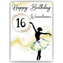 Laden Sie das Bild in den Galerie-Viewer, 16. Geburtstag Geldgeschenk Personalisiert Frauen Freundin Geschenk Ballerina personalisierbar Geburtstagskarte Ballett