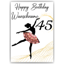 Laden Sie das Bild in den Galerie-Viewer, 45. Geburtstag Geldgeschenk Personalisiert Frauen Freundin Geld Ballerina Geburtstagskarte Ballett