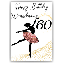 Laden Sie das Bild in den Galerie-Viewer, 60. Geburtstag Geldgeschenk Personalisiert Frauen Freundin Geld Ballerina Geburtstagskarte Ballett