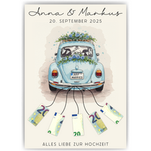 Laden Sie das Bild in den Galerie-Viewer, Hochzeitsauto Geldgeschenk Personalisiert Hochzeitsgeschenk personalisierbar Brautpaar Hochzeit