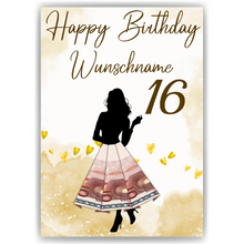 Laden Sie das Bild in den Galerie-Viewer, Geldgeschenk zum 16. Geburtstag Personalisiert Frauen Geburtstagsgeschenk Freundin Geld Geschenkidee