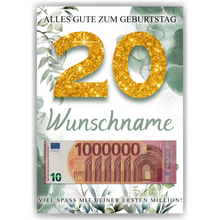 Laden Sie das Bild in den Galerie-Viewer, Personalisiertes Geldgeschenk zum 20. Geburtstag Männer Frauen Geburtstagsgeschenk Geld Geschenk personalisierbar