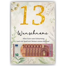 Laden Sie das Bild in den Galerie-Viewer, Personalisiertes Geldgeschenk zum 13. Geburtstag Männer Frauen Geburtstagsgeschenk Geld Geschenkidee personalisierbar