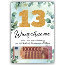Laden Sie das Bild in den Galerie-Viewer, Personalisiertes Geldgeschenk zum 13. Geburtstag Männer Frauen Geburtstagsgeschenk Geld Geschenk personalisierbar