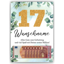 Laden Sie das Bild in den Galerie-Viewer, Personalisiertes Geldgeschenk zum 17. Geburtstag Männer Frauen Geburtstagsgeschenk Geld Geschenk personalisierbar