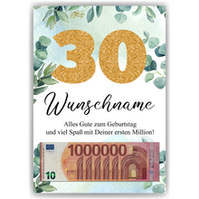 Laden Sie das Bild in den Galerie-Viewer, Personalisiertes Geldgeschenk zum 30. Geburtstag Männer Frauen Geburtstagsgeschenk Geld Geschenk personalisierbar