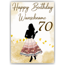 Laden Sie das Bild in den Galerie-Viewer, Geldgeschenk zum 70. Geburtstag Personalisiert Frauen Geburtstagsgeschenk Freundin Geld Geschenkidee