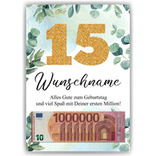 Laden Sie das Bild in den Galerie-Viewer, Personalisiertes Geldgeschenk zum 15. Geburtstag Männer Frauen Geburtstagsgeschenk Geld Geschenk personalisierbar