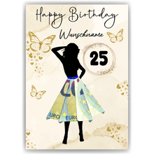 Laden Sie das Bild in den Galerie-Viewer, 25. Geburtstag Geldgeschenk Personalisiert Frauen Geburtstagsgeschenk Geschenkidee personalisierbar