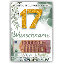 Laden Sie das Bild in den Galerie-Viewer, Personalisiertes Geldgeschenk zum 17. Geburtstag Männer Frauen Geburtstagsgeschenk Geld Geschenk personalisierbar