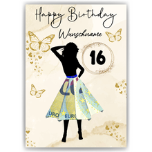 Laden Sie das Bild in den Galerie-Viewer, 16. Geburtstag Geldgeschenk Personalisiert Frauen Geburtstagsgeschenk Geschenkidee personalisierbar
