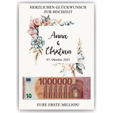 Laden Sie das Bild in den Galerie-Viewer, Personalisiertes Geldgeschenk Hochzeitsgeschenk Brautpaar Hochzeit Geld
