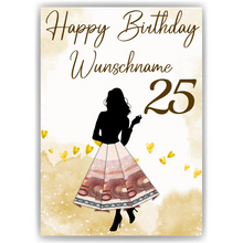 Laden Sie das Bild in den Galerie-Viewer, Geldgeschenk zum 25. Geburtstag Personalisiert Frauen Geburtstagsgeschenk Freundin Geld Geschenkidee