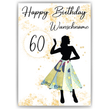 Laden Sie das Bild in den Galerie-Viewer, Geldgeschenk zum 60. Geburtstag Personalisiert Frauen Geburtstagsgeschenk Freundin Geld Geschenk personalisierbar