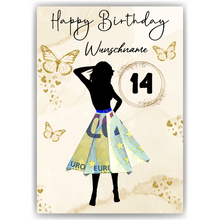 Laden Sie das Bild in den Galerie-Viewer, 14. Geburtstag Geldgeschenk Personalisiert Frauen Geburtstagsgeschenk Geschenkidee personalisierbar