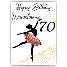 Laden Sie das Bild in den Galerie-Viewer, 70. Geburtstag Geldgeschenk Personalisiert Frauen Freundin Geld Ballerina Geburtstagskarte Ballett