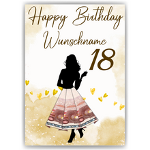 Laden Sie das Bild in den Galerie-Viewer, Geldgeschenk zum 18. Geburtstag Personalisiert Frauen Geburtstagsgeschenk Freundin Geld Geschenkidee