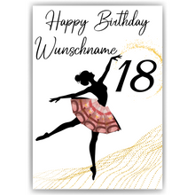 Laden Sie das Bild in den Galerie-Viewer, 18. Geburtstag Geldgeschenk Personalisiert Frauen Freundin Geld Ballerina Geburtstagskarte Ballett