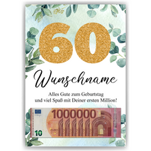 Laden Sie das Bild in den Galerie-Viewer, Personalisiertes Geldgeschenk zum 60. Geburtstag Männer Frauen Geburtstagsgeschenk Geld Geschenk personalisierbar