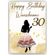 Laden Sie das Bild in den Galerie-Viewer, Geldgeschenk zum 30. Geburtstag Personalisiert Frauen Geburtstagsgeschenk Freundin Geld Geschenkidee