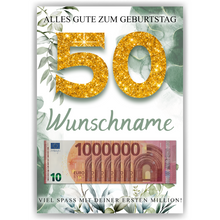 Laden Sie das Bild in den Galerie-Viewer, Personalisiertes Geldgeschenk zum 50. Geburtstag Männer Frauen Geburtstagsgeschenk Geld Geschenk personalisierbar