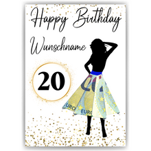 Laden Sie das Bild in den Galerie-Viewer, 20. Geburtstag Geldgeschenk Personalisiert Frauen Geburtstagsgeschenk Geld Geschenk personalisierbar