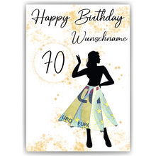 Laden Sie das Bild in den Galerie-Viewer, Geldgeschenk zum 70. Geburtstag Personalisiert Frauen Geburtstagsgeschenk Freundin Geld Geschenk personalisierbar