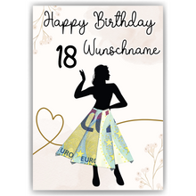 Laden Sie das Bild in den Galerie-Viewer, Geldgeschenk zum 18. Geburtstag Personalisiert Frauen Geburtstagsgeschenk Freundin Geld Geschenkidee