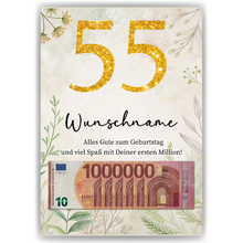 Laden Sie das Bild in den Galerie-Viewer, Personalisiertes Geldgeschenk zum 55. Geburtstag Männer Frauen Geburtstagsgeschenk Geld Geschenkidee personalisierbar