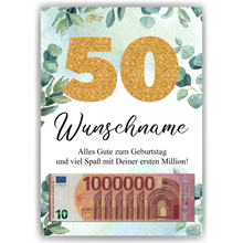 Laden Sie das Bild in den Galerie-Viewer, Personalisiertes Geldgeschenk zum 50. Geburtstag Männer Frauen Geburtstagsgeschenk Geld Geschenk personalisierbar