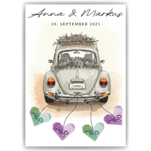 Laden Sie das Bild in den Galerie-Viewer, Hochzeit Personalisiertes Geldgeschenk Hochzeitsauto Hochzeitsgeschenk personalisierbar Brautpaar