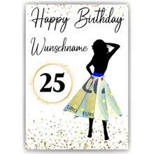 Laden Sie das Bild in den Galerie-Viewer, 25. Geburtstag Geldgeschenk Personalisiert Frauen Geburtstagsgeschenk Geld Geschenk personalisierbar