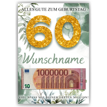 Laden Sie das Bild in den Galerie-Viewer, Personalisiertes Geldgeschenk zum 60. Geburtstag Männer Frauen Geburtstagsgeschenk Geld Geschenk personalisierbar