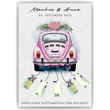 Laden Sie das Bild in den Galerie-Viewer, Hochzeitsgeschenk Personalisiert Geldgeschenk Hochzeitsauto Brautpaar Hochzeit Geschenk personalisierbar