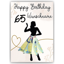 Laden Sie das Bild in den Galerie-Viewer, Geldgeschenk zum 65. Geburtstag Personalisiert Frauen Geburtstagsgeschenk Freundin Geld Geschenkidee