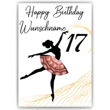 Laden Sie das Bild in den Galerie-Viewer, 17. Geburtstag Geldgeschenk Personalisiert Frauen Freundin Geld Ballerina Geburtstagskarte Ballett