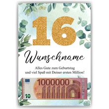 Laden Sie das Bild in den Galerie-Viewer, Personalisiertes Geldgeschenk zum 16. Geburtstag Männer Frauen Geburtstagsgeschenk Geld Geschenk personalisierbar