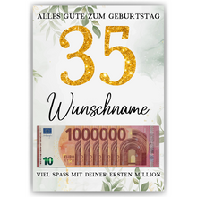 Laden Sie das Bild in den Galerie-Viewer, Personalisiertes Geldgeschenk zum 35. Geburtstag Frauen Männer Geburtstagsgeschenk Geld Geschenkidee personalisierbar