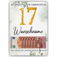 Laden Sie das Bild in den Galerie-Viewer, Personalisiertes Geldgeschenk zum 17. Geburtstag Frauen Männer Geburtstagsgeschenk Geld Geschenkidee personalisierbar