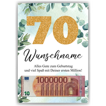 Laden Sie das Bild in den Galerie-Viewer, Personalisiertes Geldgeschenk zum 70. Geburtstag Männer Frauen Geburtstagsgeschenk Geld Geschenk personalisierbar